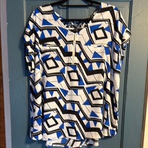 Geometric Blue and Black Women's Top